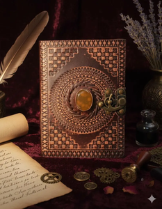 สมุดบันทึกหนังลายนูนสไตล์วินเทจ พร้อมอัญมณีและกุญแจล็อค สมุดบันทึกโบราณทำมือ สมุดจดบันทึกสไตล์เรโทร ของขวัญ - Product Image 3