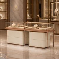 Comptoir de présentation de bijoux personnalisé avec éclairage LED, vitrine de luxe en verre pour magasin de bijoux, mobilier de magasin de détail