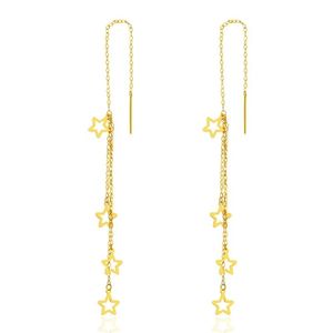 Boucles d'oreilles pendantes étoile en or massif 18 carats (Au750) pour femmes et jeunes filles, marque Xinfly, vente en gros, bijoux fins - Product Image 1