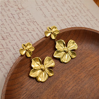 Boucles d'Oreilles Pendantes en Acier Inoxydable pour Femme, Bijouterie, Cadeau, Vintage, Délicat, Simple, Deux Fleurs