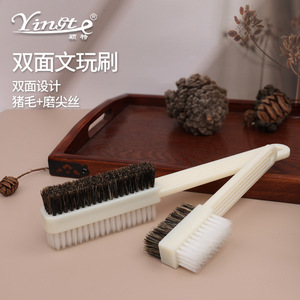 Yinste Double Sided Cleaning <b>Brush</b> Pig Bristle Nylon For Walnut Bodhi Beads Wood Carving Polishing <b>Dust</b> Removal - Product Image 1