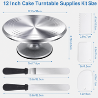 Ensemble de décoration de gâteaux de 34 pièces avec plateau tournant en alliage d'aluminium, douilles de pâtisserie, poches à douille en TPU, outils de pâtisserie pour gâteau d'anniversaire DIY