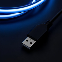 Bande lumineuse LED bleue pour voiture, alimentée par USB, flexible, lampe néon intérieure pour garniture de véhicule universelle