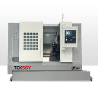 Tour à métaux CNC horizontal TCK56y, robuste, neuf, à broche unique, précis, multifonction, 3 axes, pour applications de travail des métaux
