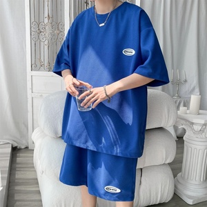 Ensemble de sport décontracté deux pièces pour homme grande taille, été, t-shirt tricoté respirant à manches courtes et short imprimé de cinq pouces - Product Image 3