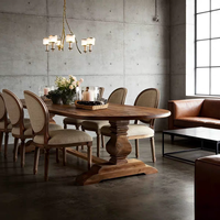 Table et chaises de salle à manger en bois massif de style campagnard américain, style vintage, table ovale de style français vieilli, directement de l'usine