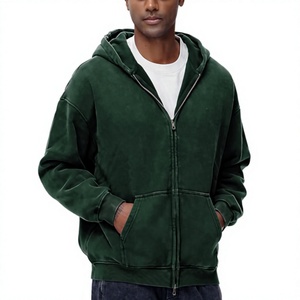 Sudadera con capucha para hombre de forro polar con doble cremallera, oversize, lavado ácido, vintage, de alto gramaje 360 GSM, 100% algodón, corte holgado y estilo baggy - Product Image 6