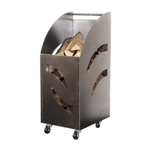 Moderno Carrello Porta Legna e Schermo per Braciere in Acciaio 2-in-1, 32x42x80cm, Costruzione in Ferro - Product Image 2