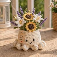 Ornement de pot de fleurs artificiel en crochet fait main, motif marguerite lavande, pour le soutien émotionnel, idéal pour la fête des Mères ou comme cadeau de fête