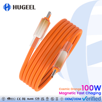 Câble magnétique Type-C 100W, câbles de données USB-C en silicone tressé 48 brins, kit de câbles de charge rapide PD240W portables pour téléphone, ordinateur portable, tablette
