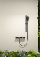 Ensemble de douche mural Tanggao gris bronze moderne et minimaliste en acier inoxydable avec barre coulissante, robinet de salle de bain domestique eau chaude/froide