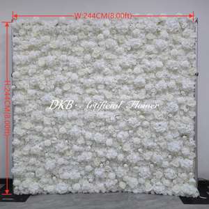 DKB Factory Artificial Ivory Color Rose Flower Panel 5D High End Real Touch Faux Flower Wall 8*8ft <strong>Backdrop</strong> for Luxury <strong>Wedding</strong> - Product Image 2