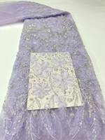 Tissu en dentelle guipure de luxe NI.AI brodé à la main avec des accents de perles pour mariage africain Asoebi nigérian