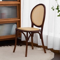 Chaises de salle à manger vintage en bois massif avec dossiers : Chaises modernes et minimalistes pour la maison, chambre, balcon, salle à manger, mariage, en osier