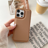 Coque de téléphone tendance antichoc en similicuir couleur unie pour iPhone 18 17 Pro Max 16 15 13 – Housse de protection arrière