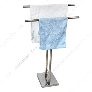 Stainless Steel Double Towel Rack Freestanding <b>Mirror</b> Finish Minimalist Design For <b>Bathroom</b> Hotel Use - Product Image 2