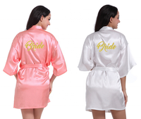 Impression personnalisée mariée demoiselle d'honneur Satin soie Robe mariage Peignoirs de bain pour les femmes