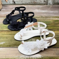 011 En stock, vente en gros, Nouvelles sandales plates pour femmes, style rétro, à brides croisées et boucle d'orteil, motif floral, grandes tailles, confortables, chaussures de plage et d'extérieur