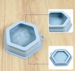 Silicone Anti-overflow Folding Hexagonal Dog & <b>Cat</b> Food Bowl Portable Outdoor & Car Use Drinking Bowl with Hanging Feature - Product Image 3