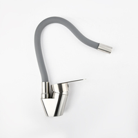 Robinet de cuisine SANIPRO en acier inoxydable avec col flexible en silicone, rotation à 360°, mitigeur extractible pour évier – Vente en gros usine