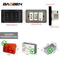BAOBEN Prise murale standard italienne en acier inoxydable, série panneau noir, avec ports USB et USB-C