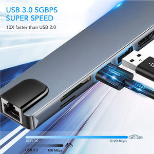 ฮับ USB คุณภาพสูง TUTI 3.0 อะแดปเตอร์มัลติพอร์ต SD TF PD 100W HDTV 4k30hz RJ45 1000Mbps 8 in 1 แท่นเชื่อมต่อสำหรับแล็ปท็อป - Product Image 5