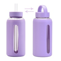 Botella de Agua Ecológica de Vidrio Borosilicato de 800 ml con Funda de Silicona, Botella Reutilizable para Gimnasio, Deportes, Viajes, Senderismo