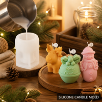 Moule à bougie en silicone écologique pour Noël, qualité alimentaire, réutilisable, forme bonhomme de neige, renne, cloche, pour la fabrication de bougies DIY, décoration de la maison pour les fêtes