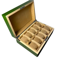 Boîte de rangement de montre de luxe pour hommes boîte-cadeau en bois Rectangle vert avec clé 10 fentes boîtier organisateur MDF matériel gravé manipulation