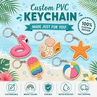 Porte-clés personnalisé en PVC pour l'été, idéal pour les fêtes sur la plage, les vacances, porte-clés en caoutchouc découpé, breloque tropicale personnalisée, cadeau