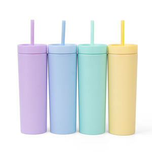Offre Spéciale – Gobelet Coloré de 16 oz Sans BPA, Double Paroi, Fin et Mat, Vente en Gros avec Couvercle et Paille - Product Image 2