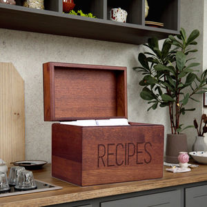 Boîte à recettes en bois vintage 4x6, organisateur de cuisine rustique avec séparateurs, porte-cartes de recettes, bac de rangement pour cartes de cuisine - Product Image 6