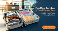Sacs de rangement sous vide pour voyage, lot de 12, économiseurs d'espace, réutilisables pour vêtements, sacs à dos, bagages, avec pompe manuelle