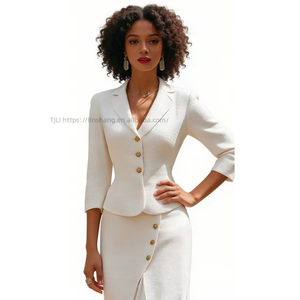 Ensemble 2 pièces texturé pour femme - Haut et jupe ajustés, tenue formelle coordonnée - Product Image 6