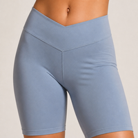 Ensemble de yoga pour femme à col carré, avec crop top à fines bretelles et coutures, et short cycliste taille haute, minimaliste, respirant, pour le sport et le fitness, 6 couleurs personnalisables