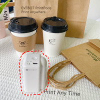 EVEBOT produk mesin cetak Logo DIY saku Mini Printer Inkjet bahan kertas genggam untuk cangkir kotak kertas terlaris