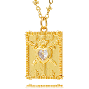 Collar con Colgante de Carta del Tarot Chapado en Oro de 18K de Alta Calidad, Talismán de Ojo de Sol Moderno para Mujeres, Regalo - Product Image 5