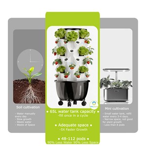 Tour de culture <span class=keywords><strong>a</strong></span>éroponique, tour hydroponique multi-niveaux, 48-112 trous de plantation, pour une utilisation en intérieur <span class=keywords><strong>et</strong></span> en extérieur, kit de système de culture - Product Image 3