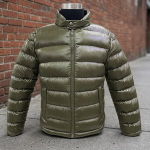 Men's Slim Winter Puffer Jacket Embossed Turn-<b>down</b> Collar Polyester/Cotton Windproof Warm Outdoor Coat for Cold Weather Everyday - Product Image 3