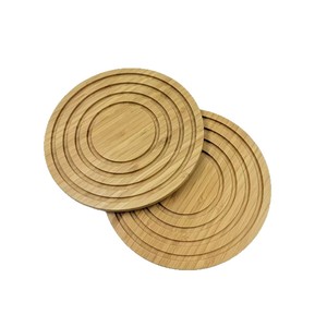 Alfombrilla aislante térmica redonda de bambú, posavasos antideslizante para taza de té, uso doméstico, Color sólido - Product Image 1