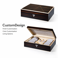 Boîte de rangement de luxe pour montres en bois d'ébène avec serrure, organisateur de bijoux multi-compartiments en bois massif, doublure en velours, finition mate faite à la main, double porte