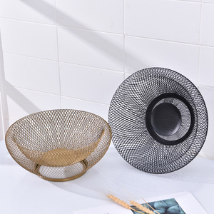 Corbeille à fruits double couche en fer forgé de style nordique, ronde, moderne, pour salon, bol de rangement alimentaire, paniers en métal - Product Image 1