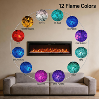 Cheminée électrique d'intérieur de 60 pouces avec effets de flamme à trois côtés, certifiée SAA RoHS, installation facile, structure métallique, décoration pour la maison et l'hôtel