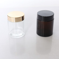 100/150/200/250/300/400 ml Großhandel Bernstein/Klar Kunststoff PET Weithalsglas mit Aluminiumdeckeln Kosmetik-Verpackungsbehälter