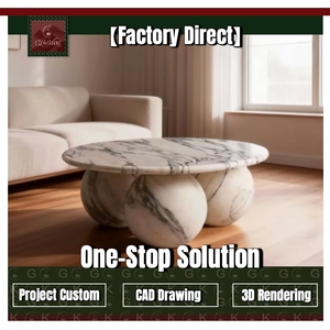 Tavolino da Caffè GOLDKING <span class=keywords><strong>in</strong></span> Pietra Naturale di Lusso, Moderno Tavolo <span class=keywords><strong>in</strong></span> Marmo di Carrara per Soggiorno - Product Image 1