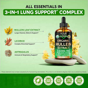 قطرات خلاصة المولين العضوية العشبية من العلامة التجارية الخاصة ، مكملات خلاصة أوراق المولين ، تطهير الرئة والشعب الهوائية للمدخ - Product Image 5