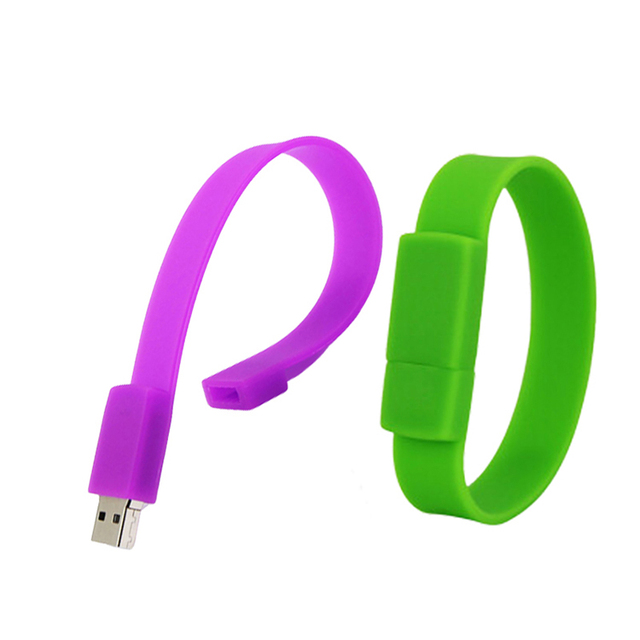 Usb Cable Bracelet Wristband 2.0 3.0 Flash Drive Black Soft Silicone Rubber Pen Drive Memorias Key Chain 128gb 32gb 64gb