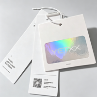 Étiquette suspendue en papier de luxe écologique avec logo holographique UV personnalisé, recyclable, pour vêtements haut de gamme, chaussures et sacs