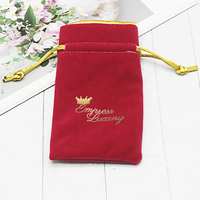 Collar de terciopelo rojo, bolsa de regalo pequeña, embalaje de joyería personalizado, bolsas de cordón para recuerdos de boda