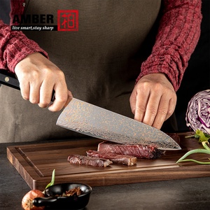 Bộ dao làm bếp Amber 2 chiếc, dao gọt hoa quả đa năng VG10, dao bít tết Damascus đồng Nhật Bản, cán nhựa đen - Product Image 5